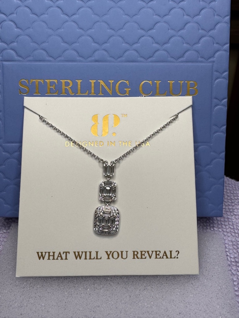 Silver Triple-Box Pendant Necklace